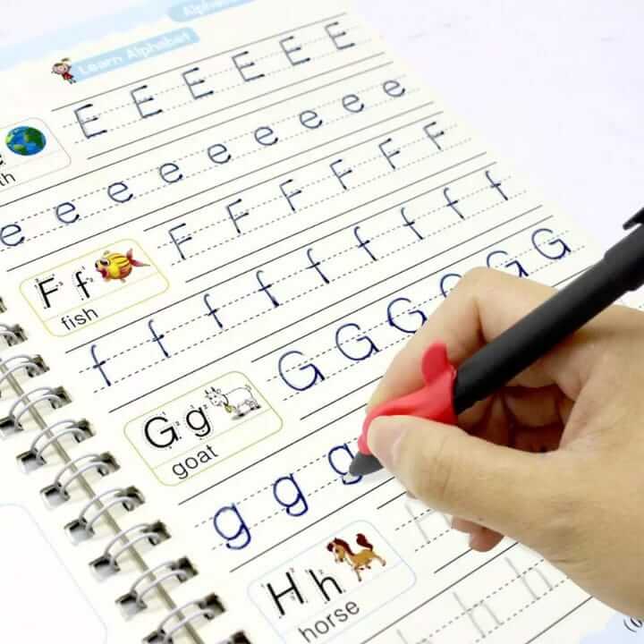 Sank Magic Practice Copybook Set – 4 Pcs Reusable Handwriting Practice Books With 10 Refills for Kids with Magic Ink Technology