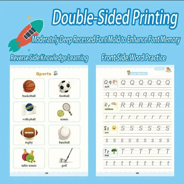 Sank Magic Practice Copybook Set – 4 Pcs Reusable Handwriting Practice Books With 10 Refills for Kids with Magic Ink Technology