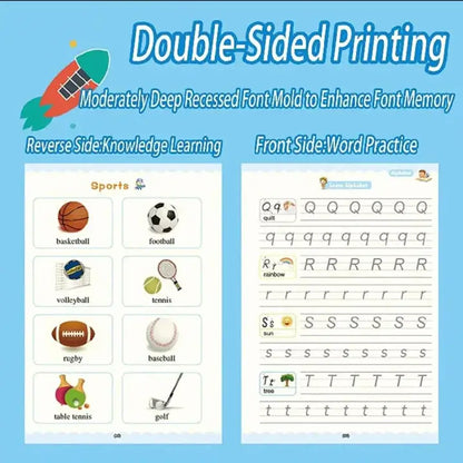Sank Magic Practice Copybook Set – 4 Pcs Reusable Handwriting Practice Books With 10 Refills for Kids with Magic Ink Technology